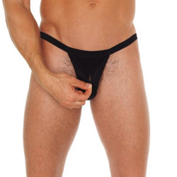 Mens Black Pouch GString With Zipper Mens Black Pouch GString With Zipper