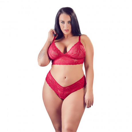 Cottelli Plus Size Red Lace Bra And Briefs Cottelli Plus Size Red Lace Bra And Briefs