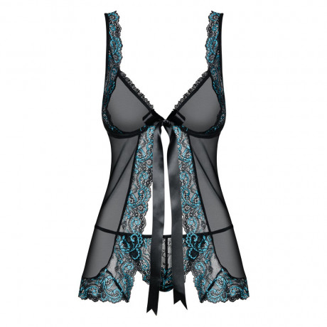 Obsessive Open Front Babydoll And String Black Obsessive Open Front Babydoll And String Black