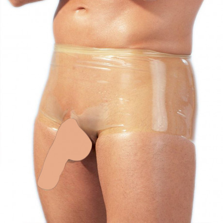 Latex Boxers With Penis Sleeve Clear Latex Boxers With Penis Sleeve Clear