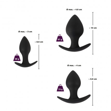 Black Velvet Silicone Three Piece Anal Training Set Black Velvet Silicone Three Piece Anal Training Set