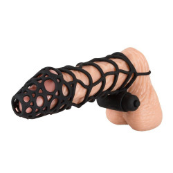 Black Velvet Soft Touch Penis Cage Sleeve And Vibe Black Velvet Soft Touch Penis Cage Sleeve And Vibe