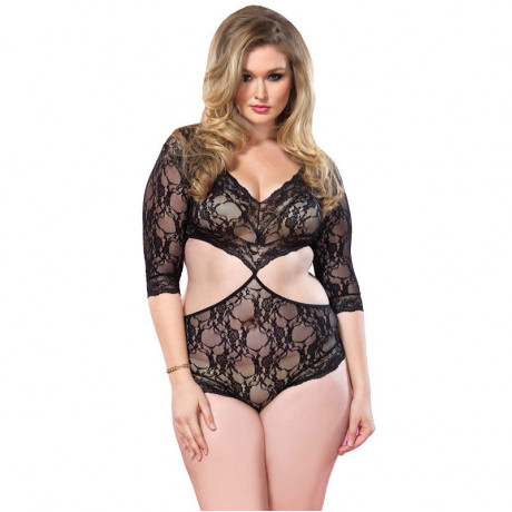 Leg Avenue Cut Out Floral Lace Teddy UK 18 to 22