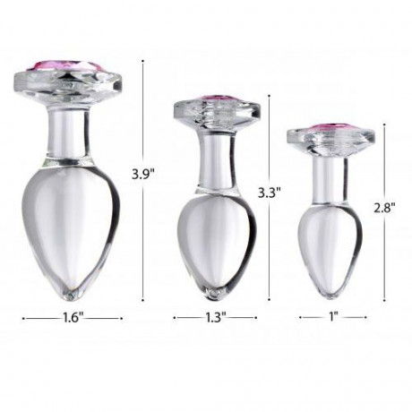 Pink Gem Glass Anal Plug Set Pink Gem Glass Anal Plug Set