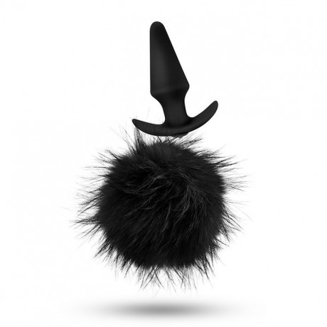 Pom Plugs Black Fur Pom Pom Butt Plug Pom Plugs Black Fur Pom Pom Butt Plug