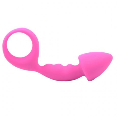 Pink Silicone Curved Comfort Butt Plug Pink Silicone Curved Comfort Butt Plug