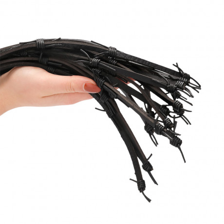 Saddle Leather With Barbed Wire Flogger 30 Inches Black
