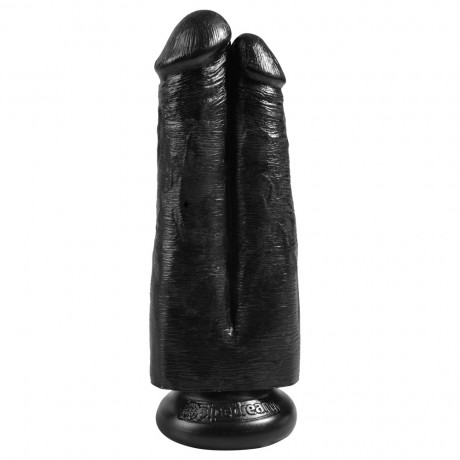 King Cock Two Cocks One Hole 7 Inch Black Dildo