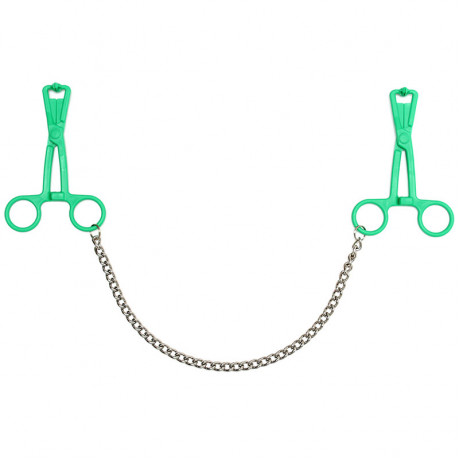 Green Scissor Nipple Clamps With Metal Chain