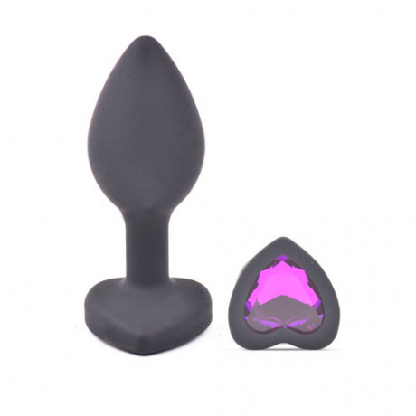Small Heart Shaped Diamond Base Black Butt Plug Small Heart Shaped Diamond Base Black Butt Plug