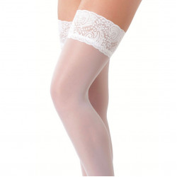 White HoldUp Stockings With Floral Lace Top White HoldUp Stockings With Floral Lace Top