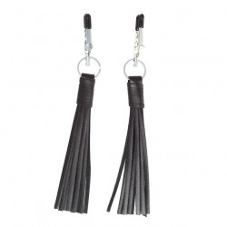 Nipple Clamps With Black Leather Tassels Nipple Clamps With Black Leather Tassels