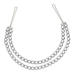 Silver Nipple Clamps With Double Chain Silver Nipple Clamps With Double Chain